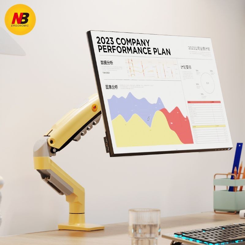 Nb nb Bracket f80 ขายึดจอคอมพิวเตอร์แขนกลหน้าจอแสดงผลแบบพกพายกเท้าหมุนสากล