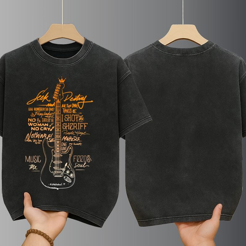 เสื้อยืดฟอกวินเทจ สกรีนลายเท่ๆ oversizeผู้ชาย เสื้อสีฟอกสตรีทแฟชั่นเมริกันสุดฮิต ผ้าฝ้าย100% คอกลม-แขนสั้น เสื้อคนอ้วน