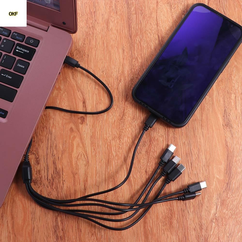 OKF Multi USB C ถึง USB C สาย, 6 in 1 Type-C USB Y Splitter สาย USB C Splitter, สาย Micro-USB สีดํา 