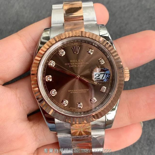 AR Rolex Rolex DATEJUST DATEJUST 41 mm series M126331003คณะกรรมการกาแฟกุหลาบทองหุ่นยนต์อัตโนมัตินาฬิ