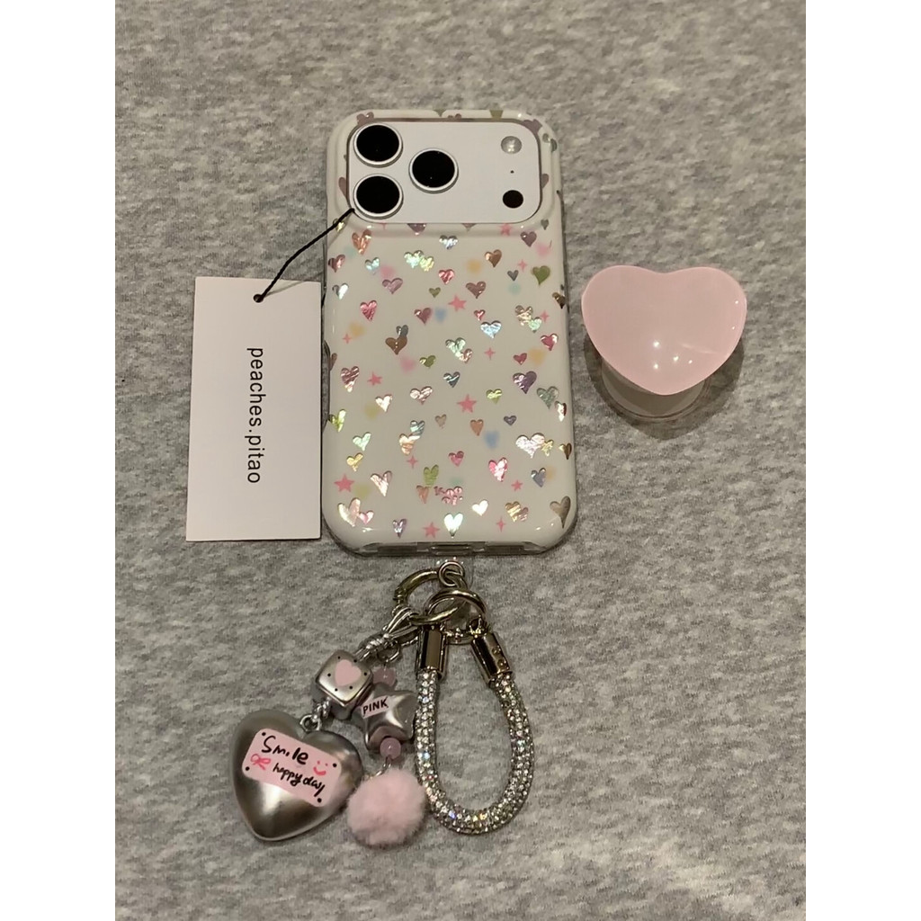 ความรักสีพื้นหลังสีขาวเหมาะสําหรับเคสโทรศัพท์มือถือ iPhone17, Apple 16promax ใหม่ 15pro ผู้หญิง 13 เคสป้องกัน 14 17promax 16pro 14promax 15promax