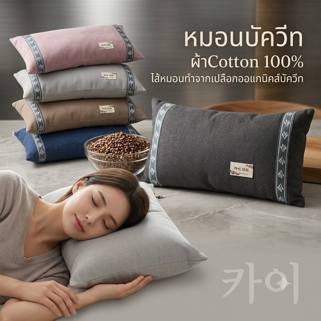 หมอน Buckwheat (บัควีท) ผู้ใหญ่ มี 2แบบ เกรดAAA หมอนผ้า Cotton 100% นอดสบาย ไม่ร้อน ไส้หมอนทำจากเปลือกออแกนิคส์บัควีท