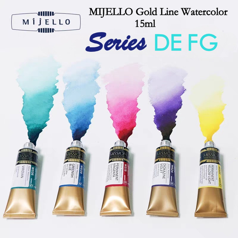 Series SeriesD/E/F/G-Korea-MIJELLO-Gold สีน้ํา 15ml ศิลปินสีน้ํา Full Range อุปกรณ์เสริมความเข้มข้นสูงสีน้ํา