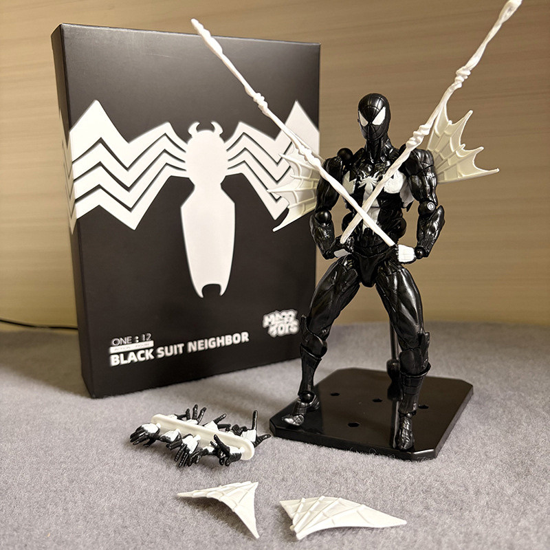 Cross-Border Black Neighbor Symbiosis shf Spider-Man รูป Venom Suit Joint Action Figure ของเล่น