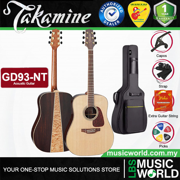 Takamine GD93-NAT กีต้าร์โปร่ง Cutaway Solid Spruce Top พร้อมกระเป๋า - ลิปกลอสธรรมชาติ (GD93 NAT)