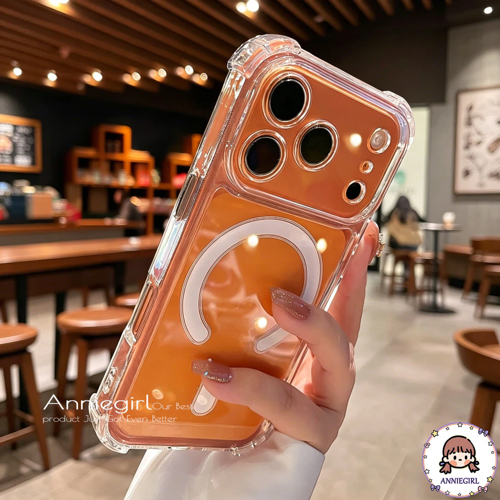 หรูหราแม่เหล็กชาร์จไร้สายเคสโทรศัพท์สําหรับ ไอโฟน 16 17 15 14 13 11 12 มือโปร สูงสุด อากาศ โปร่งใสกันกระแทกฝาครอบกันชน