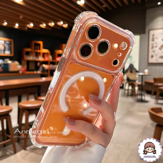 หรูหราแม่เหล็กชาร์จไร้สายเคสโทรศัพท์สําหรับ ไอโฟน 16 17 15 14 13 11 12 มือโปร สูงสุด อากาศ โปร่งใสกันกระแทกฝาครอบกันชน