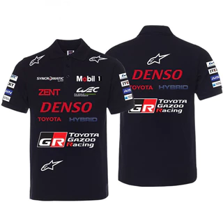 เสื้อโปโล Toyota GR Gazoo Racing ลายโลโก้สปอนเซอร์หน้าหลังแขน ผ้าฝ้ายนุ่ม เสื้อแฟนการแข่งรถ WEC