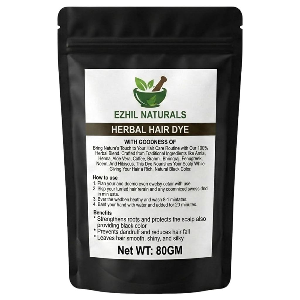 EzhilNaturalsHerbalHairDye–ธรรมชาติสีดําสีผมพร้อมAmla,Henna&AloeVeraforStronger,ShinierLookingHair (