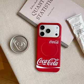 ปลอกสําหรับ iPhone 17 Pro Max 16 15P Magnetic Attraction แฟชั่น Creative Cola รูปแบบเคสโทรศัพท์สีแดงพร้อมขาตั้งแบบพับได้กันกระแทก PC Anti-scratch ฝาครอบป้องกัน Shell