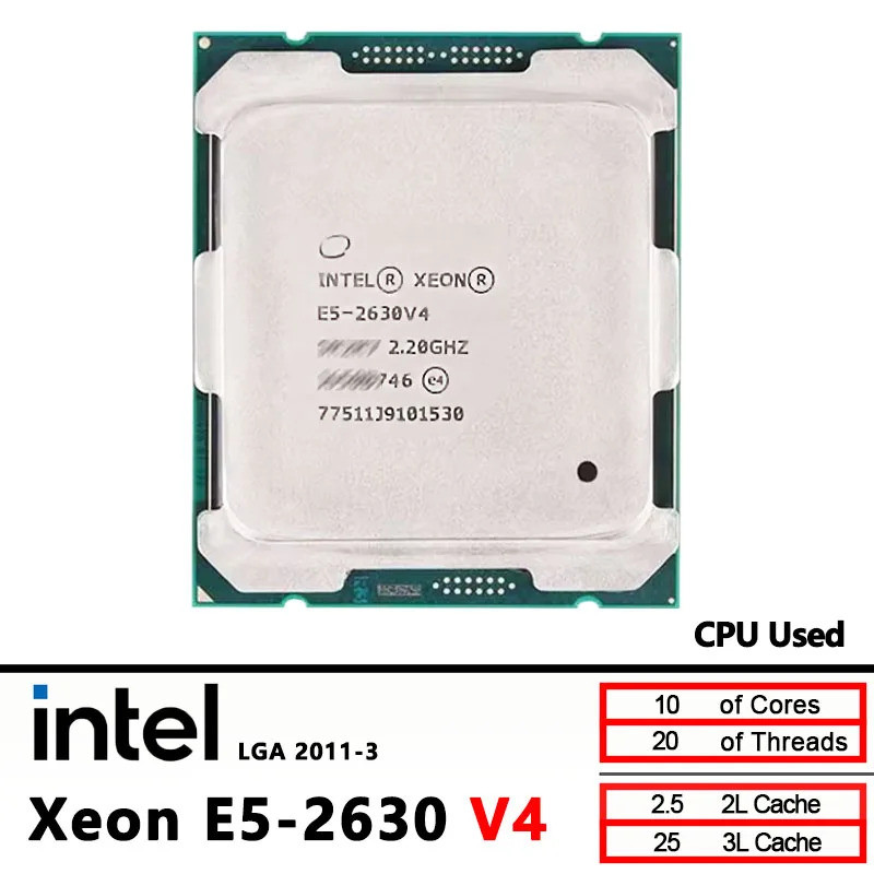 HUI HUI Intel Xeon E5 2630 V4 ใช้ 2630V4 2.2GHz 10-Cores LGA 2011-3 โปรเซสเซอร์ cpu