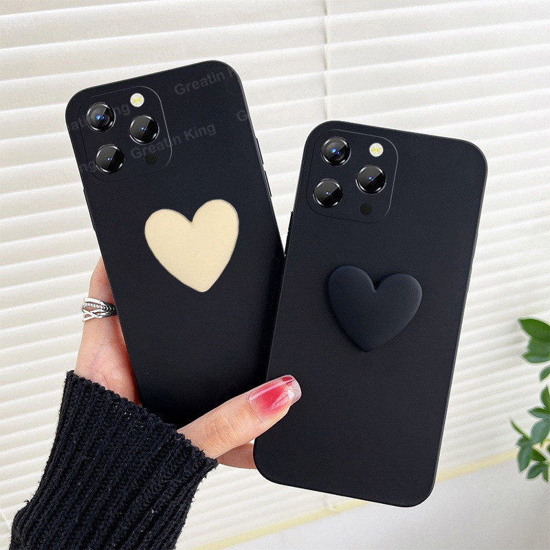 ปลอกสีดําสําหรับ Oukitel P1 เคสโทรศัพท์ Soft TPU Cover พร้อมรูปหัวใจ 3D