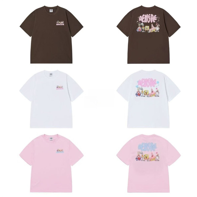 ผู้ชายและผู้หญิงเสื้อยืดผ้าฝ้ายพิมพ์สีสันแฟชั่นเสื้อแขนสั้น