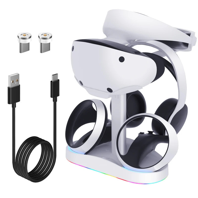 Controller แท่นชาร์จสําหรับ PS5 VR2 สถานีชาร์จพร้อม VR ชุดหูฟังผู้ถือขาตั้งจอแสดงผล PS VR2 Controlle