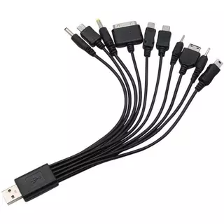 Blossomh Multi Pin Cable Charger USB Adapter Cable Data Wire Cord 10 in 1 มัลติฟังก์ชั่น USB Data Transfer Cable Universal ใหม่