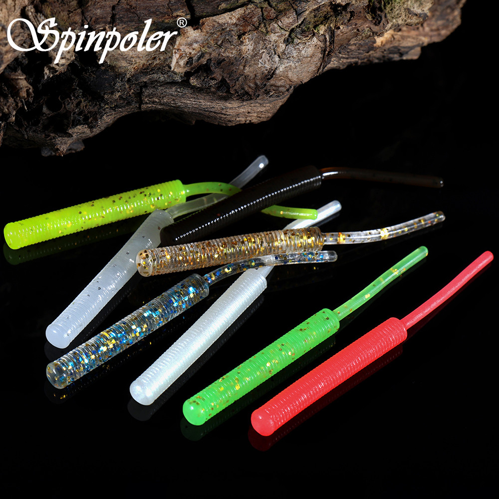 Light Rock Fishing Micro Lure 1.97in 0.0106oz TPR Glow Soft Worm หางตรง 20 ชิ้นทนทานสําหรับ Bass Roc