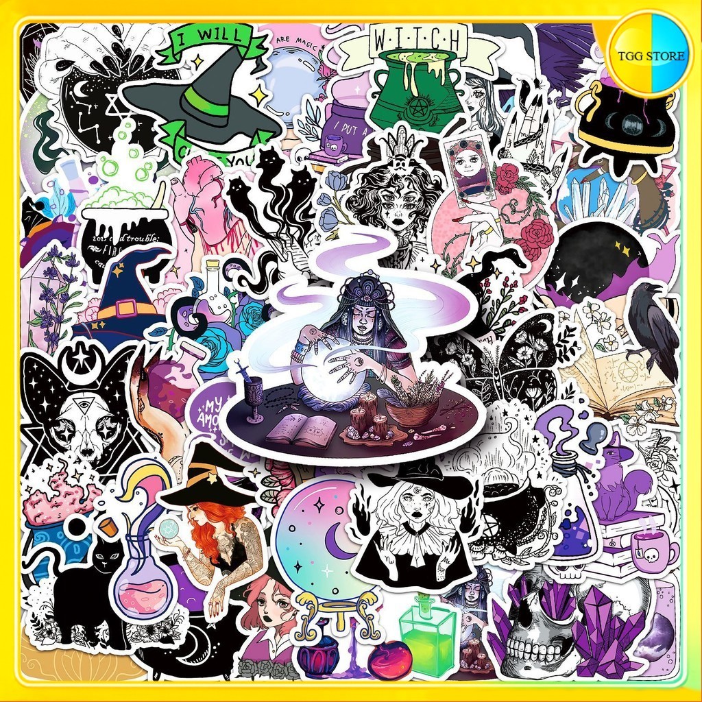 🚚พร้อมส่ง🚚 50แบบ สติกเกอร์ แม่มด ฮาโลวีน witch Horror Halloween cartoon sticker