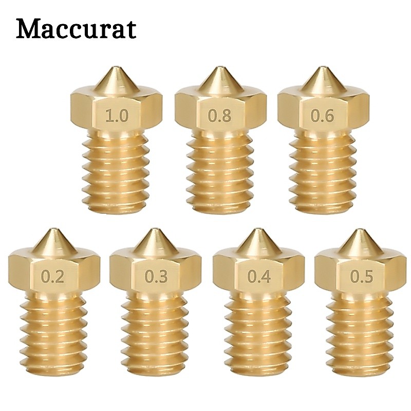 5pcs 3D อุปกรณ์เสริมเครื่องพิมพ์ V5 V6 M6 หัวฉีดเกลียว 0.2 0.25 0.3 0.4 0.5 0.6 0.8 1.0 มม.สําหรับ 1.75 มม.3.0 มม.filamnet โลหะเต็ม E3D