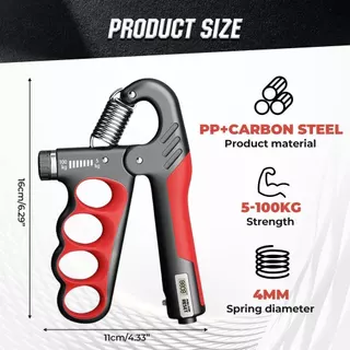 Hand Gripper Strengthener ปรับความต้านทาน Forearm Trainer Grip Exerciser พร้อมเคาน์เตอร์เครื่องมือฟิตเนส