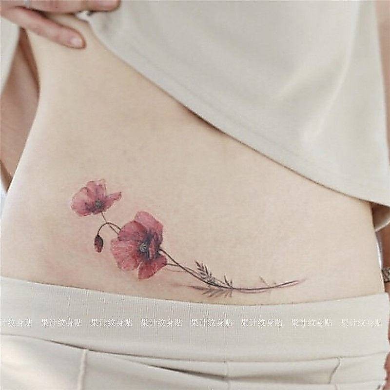 สติ๊กเกอร์รอยสักชั่วคราว ดอกไม้สีสันสดใส หน้าท้องเซ็กซี่ เอว ข้อมือ ข้อเท้า กระดูกไหปลาร้า กันน้ําและติดทนนาน 15 วันสุดท้าย