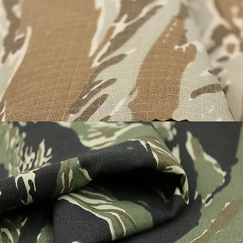 Ly สีเหลืองทะเลทรายสีเขียวสีดํา Tiger Stripe Camouflage ผ้า TC ผ้าฝ้ายโพลีเอสเตอร์ชุดเสื้อผ้า DIY วัสดุ Y3ZS