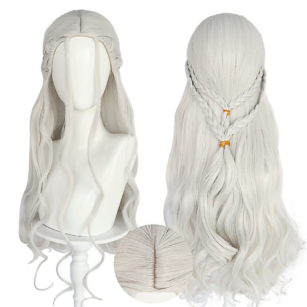 Daenerys Targaryen คอสเพลย์วิกผมยาวหยักมังกรของแม่สังเคราะห์ทนความร้อนผม