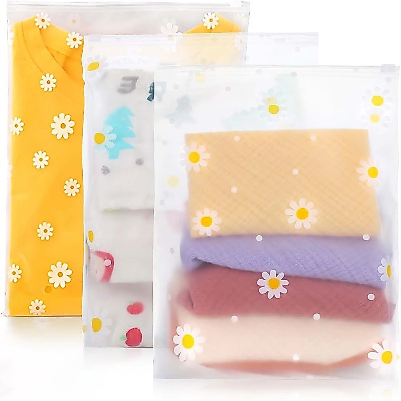กระเป๋าเสื้อผ้าฝ้า S/M/L ลายดอกเดซี่ ออแกไนเซอร์รองเท้าใส สําหรับเดินทาง