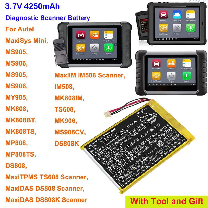 Cameron Sino 4250mAh แบตเตอรี่สําหรับ Autel MaxiSys Mini,MS905,MS906,MY905,MK808,MK808BT,MK808TS,MP8