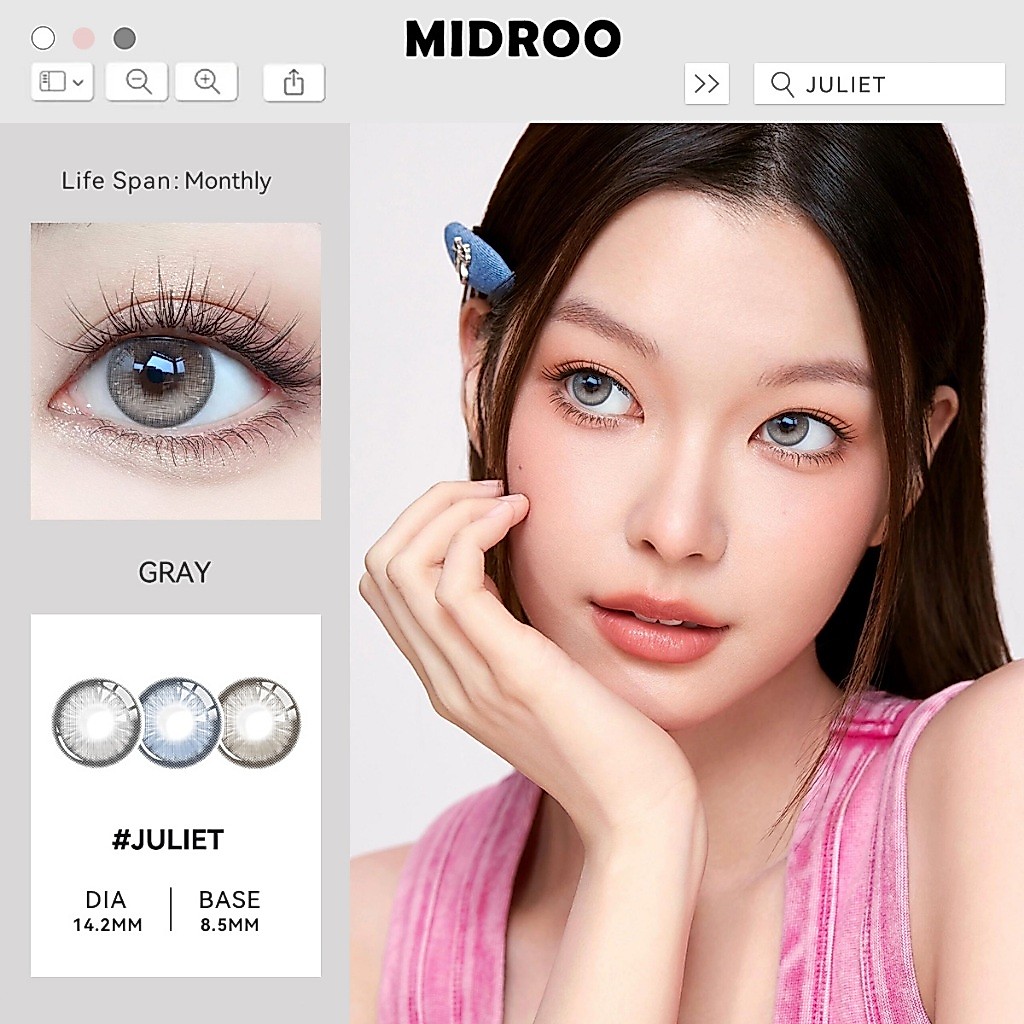 Midroo 【0~-400°】🍃 Juliet-14.2 แว่นตาสายตาสั้น คอนแทค 1คู่อนแทคเลนส์ขายดี มีไฮไลท