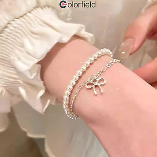 Colorfield สร้อยข้อมือ ประดับโบว์ ประดับไข่มุก สองชั้น ระดับไฮเอนด์ เข้ากับทุกการแต่งกาย ผู้หญิงที่ เครื่องประดับแฟชั่น