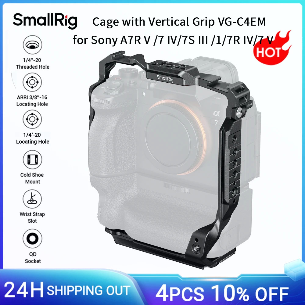 กรง SmallRig สําหรับ Sony Alpha 7R V / 7 IV / 7S III / 1 / 7R IV / 7 V พร้อมด้ามจับแนวตั้ง VG-C4EM พ