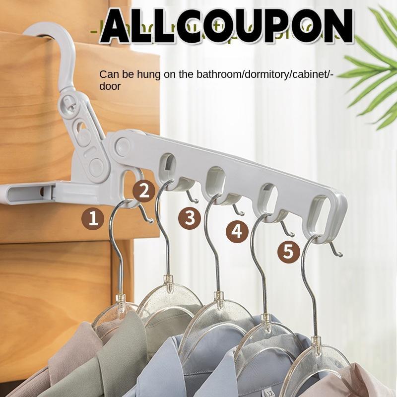 ALLCOUPON อัลโคอัพปอน ไม้แขวนเสื้อ, ราวตากผ้าปรับมุมได้แบบพับได้, โรงแรมตะขอแขวนเสื้อผ้าห้ารูมัลติฟังก์ชั่น