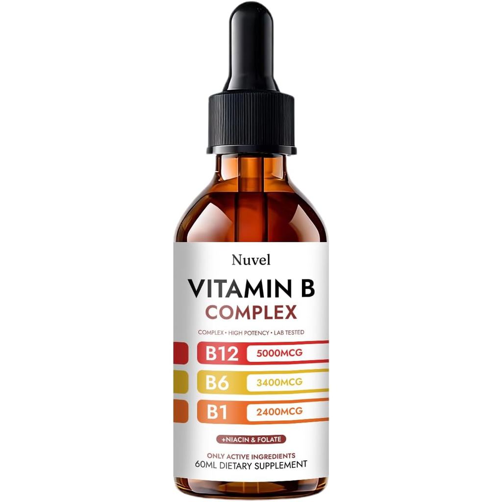 Nuvel Vitamin B Complex Drops with B12, B1, B6, 5-in-1 Vitamin B Liquid อาหารเสริมเพื่อสุขภาพทุกวัน