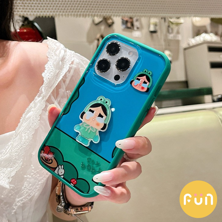 3ง น่ารักกระต่ายกบร้องไห้เด็กสาว2 ใน 1ที่ถอดออกได้กรณีมือถือเข้ากันได้สําหรับ ไอโฟน 17 16 15 14 13 มือโปร สูงสุด 17โปรแม็กซ์ อะคริลิควางทนป้องกันฮาร์ดปลอกปกหลัง - รูปที่ 5