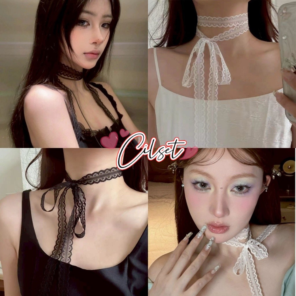 Cilset🛒พร้อมส่ง🎀 ลิปบิ้นลูกไม้ ใส่ผูกตามร่างกาย เกาหลี ดีเทลลายลูกไม้ /VO-46