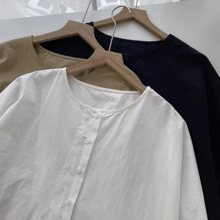[เสื้อโอเวอร์ไซส์] (40-150 กก.) ผู้หญิงฤดูร้อนผ้าลินินอสมมาตรชายเสื้อกรีดวางเสื้อวินเทจขนาดบวกเสื้อหลวมแฟชั่นสวมใส่