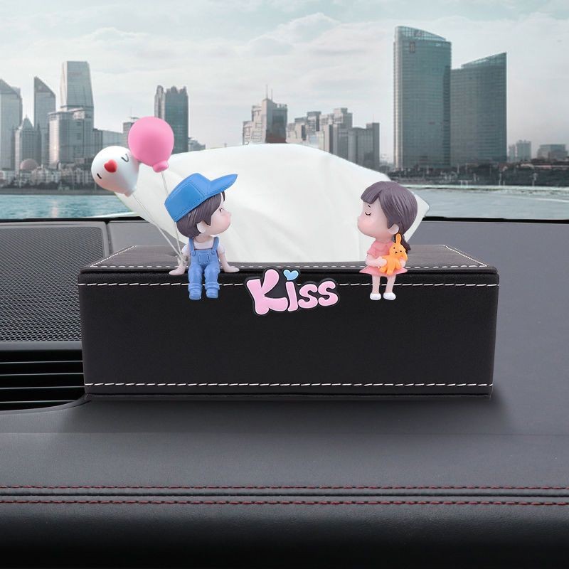 Maple Fun Creative Seat ประเภทรถผ้าเช็ดตัวกล่องการ์ตูนออกแบบน่ารักปั๊มกระดาษ Multi-Function รถตกแต่ง