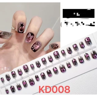 เข้ามาแบบใหม่ พร้อมส่งไทย KD ทุกแบบสั้นกุด เล็บปลอม เล็บปลอมสั้นกุด สไตล์โมเดิรน สีลูกแก้วแคทอายใช้งานง่าย 10 ชิ้น/เซ็ตเ