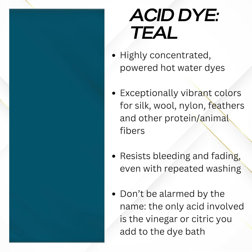 Jacquard Acid Dye 1/2oz Jar Teal - Acid Dye สําหรับขนสัตว์, ผ้าไหม, Alpaca, Feathers, คอสเพลย์วิกผมแ