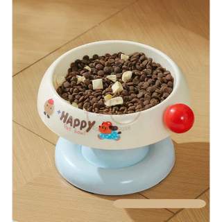 Cathouse ชามhappyลูกตุ้มแดง ชามอาหารแมวสแตนเลสยกสูง ฐานกันลื่น ถอดล้างง่าย ป้องกันคางดำ