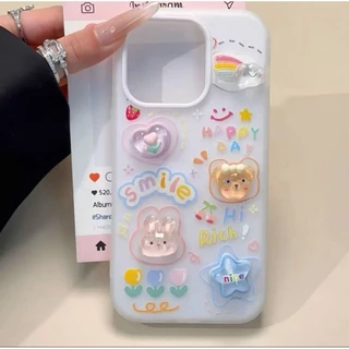สําหรับ IPhone 16 E 15 14 plus 13 12 11 Pro Max X XR XS Max 7 8 Plus ที่น่าสนใจและน่ารัก 3D การ์ตูนเยลลี่ 2-in-1 เคสโทรศัพท์ปกอ่อน