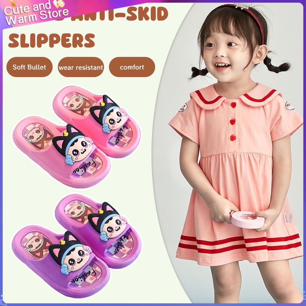 รองเท้าแตะฤดูร้อนลายแมวเจ้าหญิงน่ารัก 3 มิติสำหรับเด็กผู้หญิง – รองเท้าแตะแบบหนีบลายการ์ตูนสำหรับเด็ก