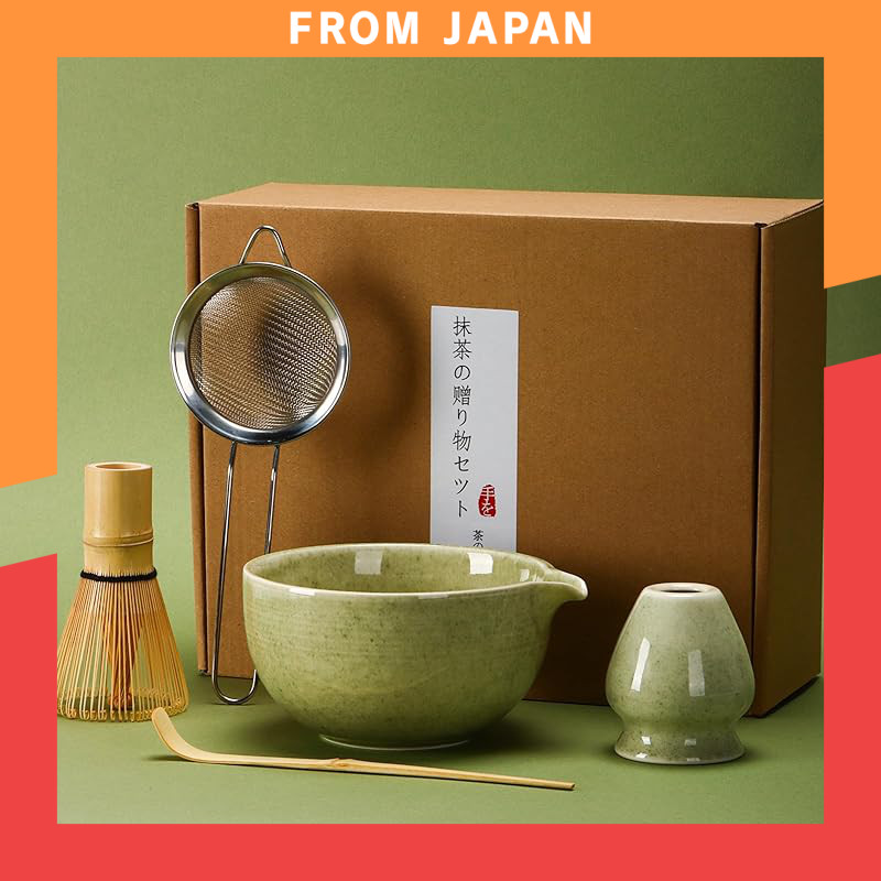 DiDiBirDi Matcha Set, Tea Ceremony 5-Piece Set, Matcha Bowl, Matcha Whisk Stand, Matcha Bamboo Scoop