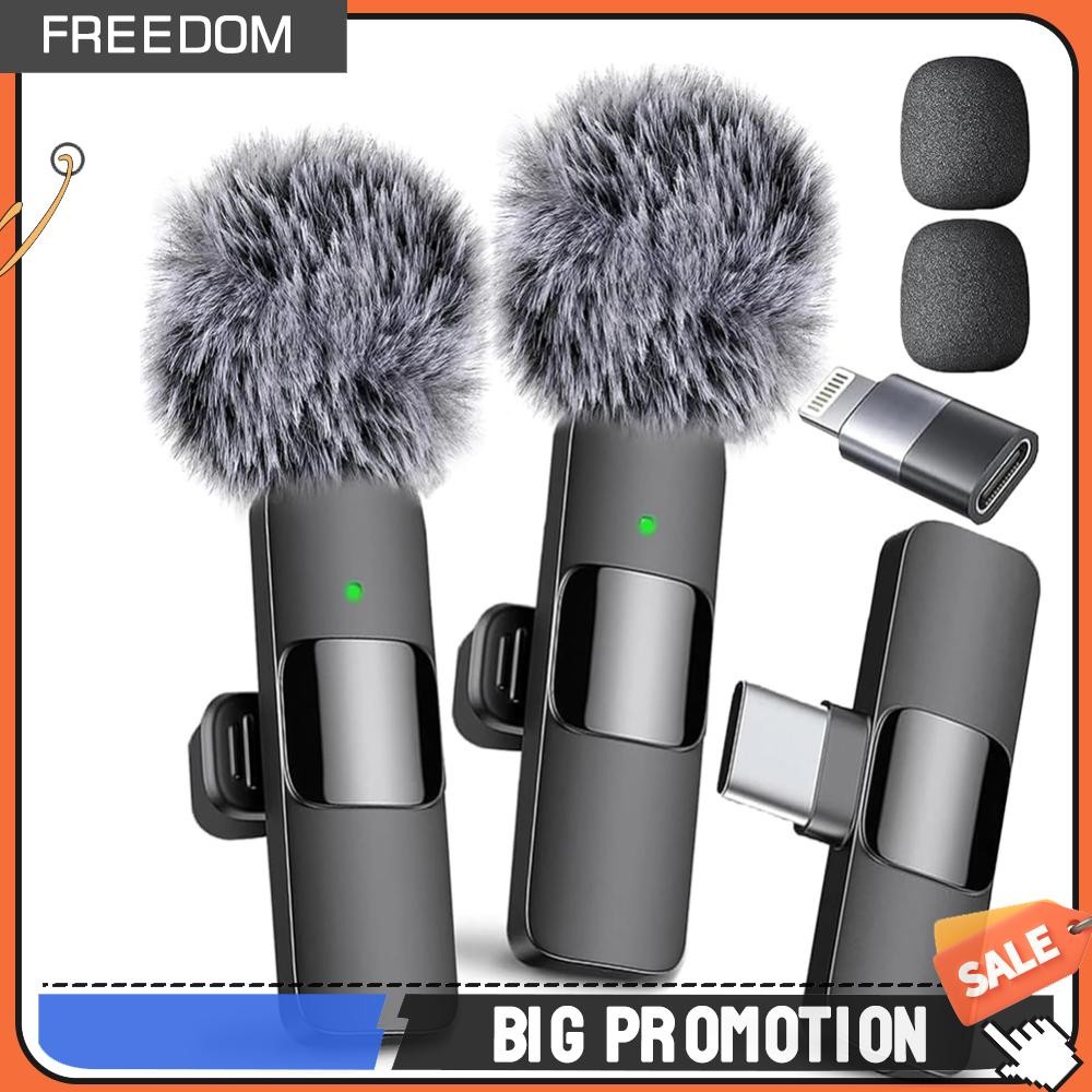 2 ใน 1 ไร้สาย Lavalier ไมโครโฟน ตัดเสียงรบกวน แบบพกพา เสียง บันทึก ไมค์