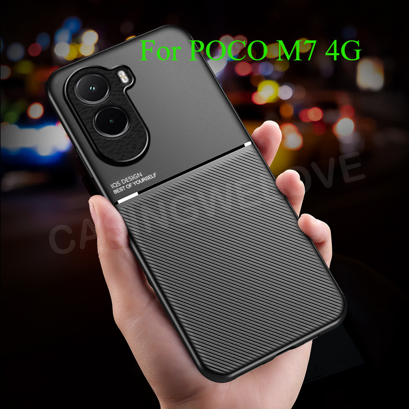 เคสโทรศัพท์สําหรับ POCO M7 4G Poco M6 M7 Pro 5G 4G 2025 ปลอกหนัง TPU นุ่มผู้ถือแม่เหล็กกันกระแทกเคสโทรศัพท์ป้องกันปกหลัง