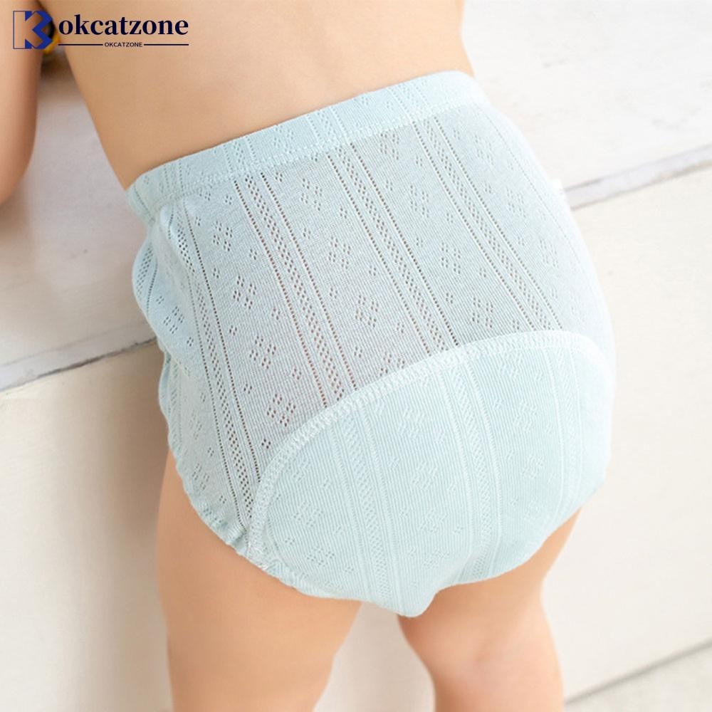 OKCATZONE 3 ชิ้นล้างทําความสะอาดได้กางเกงฝึกเด็กผ้าฝ้ายระบายอากาศกางเกงผ้าอ้อมแบบใช้ซ้ําได้ป้องกันกา