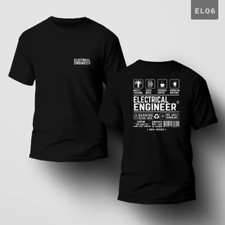 เสื้อยืดแขนสั้นผู้ชายวิศวกรไฟฟ้า สีดำ ทำจากผ้าฝ้าย 100% นุ่มและระบายอากาศดี มีให้เลือกระหว่างไซส์ S ถึง 5XL และพร้อมจัดส่งทันที