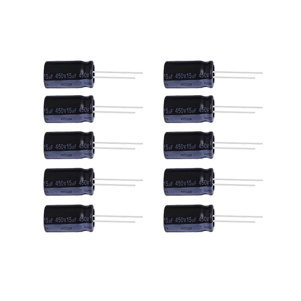 15uF 450V 10X17mm(3.9x6.7in) +/-20% -25 ถึง +105°C 15PCS อลูมิเนียม Electrolytic Capacitors,15 MFD,1
