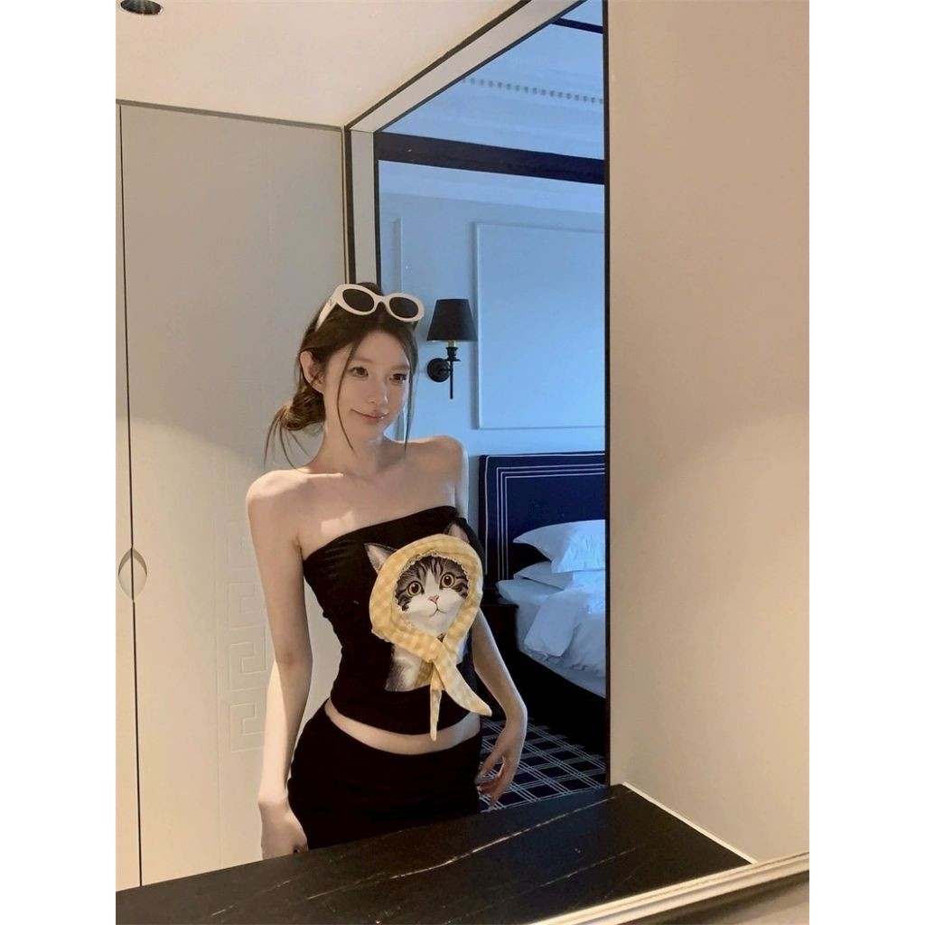 💋Pink girl💋​Sept เสื้อเกาะอกลายน้องแมวเมี๊ยว เสริมฟองน้ำ หวานและเซ็กซี่' FY5548#1 - รูปที่ 5