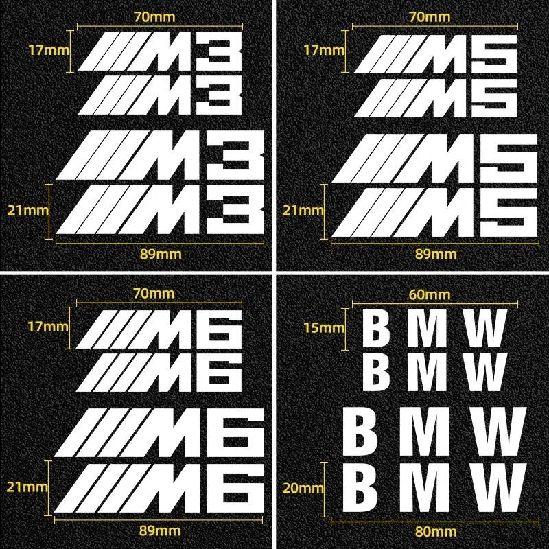 4pcs รถ Caliper สติกเกอร์ล้อ Hub Decals สําหรับ BMW M Performance E36 E60 E90 X2 X1 X3 X5 E46 E39 E7